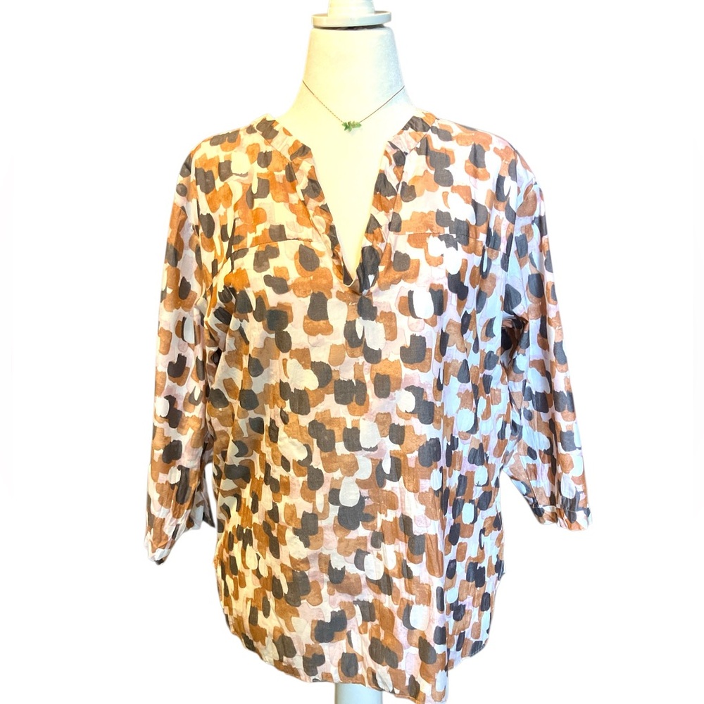 J. Crew Abstract Pastels Pattern Popover Blouse size 12